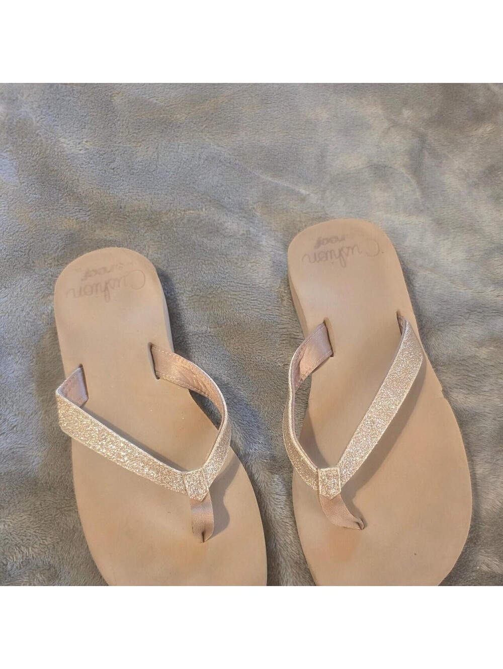 reef Comfort Women's Gold Glitter Flip Flops size 10 #ccomfort #glitter #reels